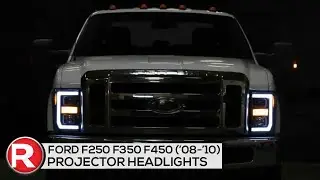 Demo + DIY Install: Spec-D Projector Headlights Ford F250 F350 F450 (08-09-10) LED C-Bar / Smoked