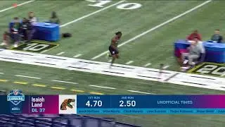Isaiah Land runs the 40-yard dash at the 2023 NFL Scouting Combine