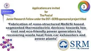 SRM Chennai invited applications for Junior Research Fellow