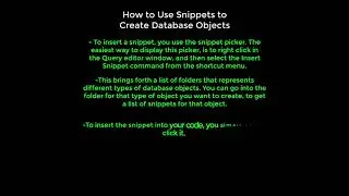 SQL Server Tutorials 32: How to Use Snippets to Create Database Objects