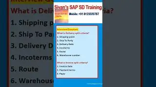What is Delivery Split and Invoice Split Criteria | interview Questions | Sivan's SAP SD Training
