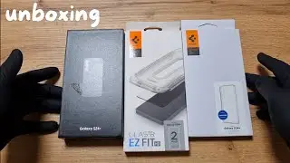 Unboxing Samsung Galaxy s24+, Spigen GLAStR EZ FIT, Spigen Ultra Hybrid clear case