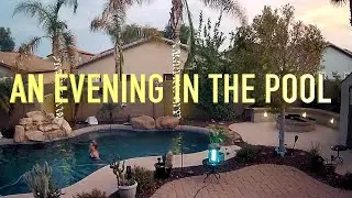Spending the evening relaxing in the pool 🌴