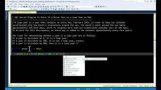 SQL Server Program To Check If a Given Year is a Leap Year or Not