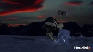 Crag Splashes Through Water (SideFX Houdini FLIP Simulation)