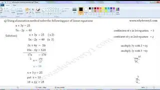 solving a pair of linear equations by elimination method example1