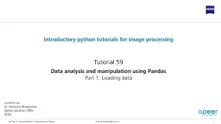 Tutorial 59 - Data analysis using pandas - Loading and exploring data