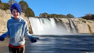 winter camping, water falls, rivers and forest