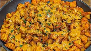 High Protein Creamy Garlic Chicken & Crispy Potatoes 🍗💪🏼 #highprotein #lowcalorie #easyrecipe