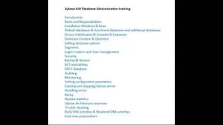 Sybase Database administrator training