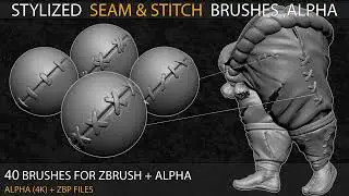 40 STYLIZED SEAM AND STITCH BRUSHES & ALPHA