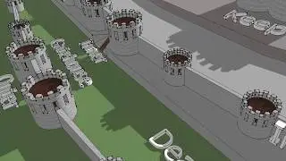 SketchUp 3D Model of a Concentric Castle on Contour Landscape