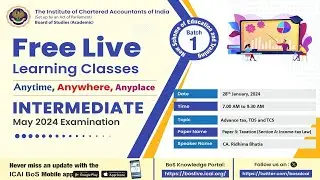 Intermediate Paper-3A:ITL | Topic: Advance tax, TDS and TCS | Session 1 | 28 Jan, 2024