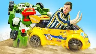 Игры Трансформеры - Фёдор и Тоботы на соревновании Роботов! - Видео игры гонки для мальчиков