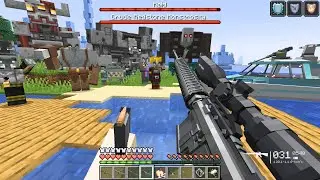 DESTROYING PILLAGER ULTRA MODDED RAID USING MODERN WEAPONS IN MINECRAFT