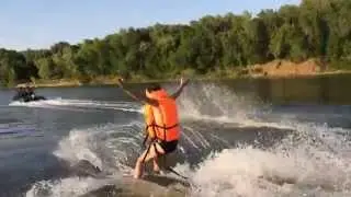 Водные лыжи. Неудачное приземление