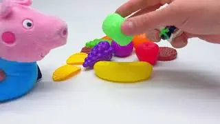 Learn Colors , Fruits and Vegetables With George (Peppa Pig) , Toddler Learning Video