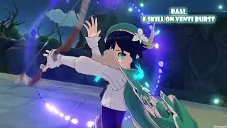 Baal/ Raiden Shogun Gameplay E Skill On Venti Burst | Genshin Impact 2.1 Updates