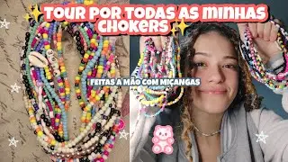 SHOWING ALL MY BEADED CHOKERS/TOUR.✨