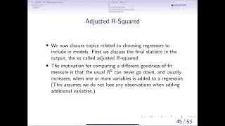 6.3 Goodness of fit and selection of regressors