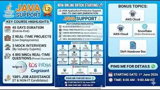 L2 JAVA APPLICATION/PRODUCTION SUPPORT Training DEMO Batch_08 