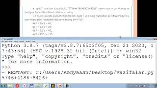 Python. 12-dars AMALIY MASHG‘ULOT