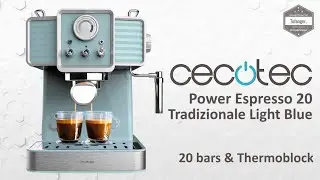 Cecotec Power Espresso 20 Tradizionale Light Blue - Machine à café expresso 20 bars & Thermoblock