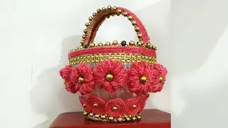 Cute Basket out of waste plastic bottle and wool | Home decor out of waste