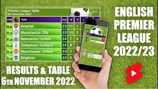 Premier League Results and Table - 6th November 2022