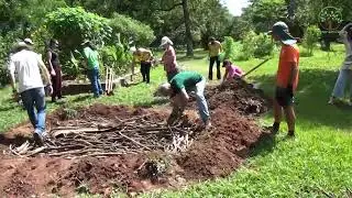 Canteiro em Hugelkultuur técnica alemã em aula na USP Sustentabilidade