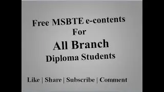 MSBTE e-contents for all Branch Diploma Students