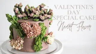 Valentine's day buttercream cake idea, lovely flowers on cake, decorate with buttercream flowers