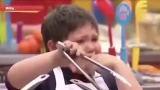 Little boy crying while cooking on MasterChef Junior