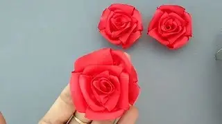 ribbon rose, how to make rose with ribbon, ribbon flower making.