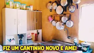 *MINHA COZINHA DE CARA NOVA*!😍 fiz um cantinho novo e Ameiii! ALMOÇO SIMPLES + ORGANIZAÇÃO