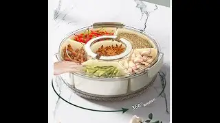 Rotating Round Spice Fruit Tray Container Divided Serving Tray#cookware #kitchenware #houseware