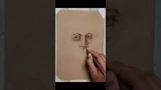 Easy Drawing Portrait with scribbling // Pen Drawing on brown paper