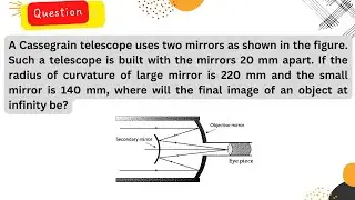 A Cassegrain telescope uses two mirrors as shown in the figure. Such a telescope is built with the
