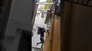 AC Technician vs Spider Man" #ac #acinstallation #acrepair #acrepairing #acproblems #risk #hanging