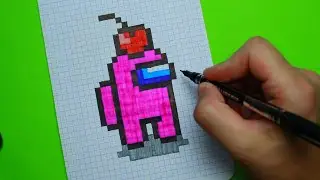Как нарисовать Амонг ас с вишней по клеточкам