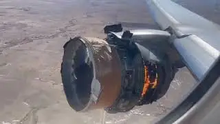 United Airlines engine fails Inflight. Moment of Engine failure on flight  UA328 of United Airways