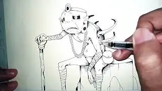 Witch Doctor Pen Drawing