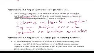6.Sınıf Din Kültürü 1.Dönem 1.Yazılı MEB UYUMLU