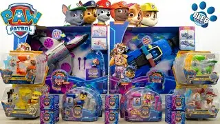 Paw Patrol the Mighty Movie toy collection unboxing including deluxe vehicles and blind boxes ASMR