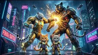 CyberCats vs Giant Robot Boss! 🤖 Golden Armor Unlocked | 3D Animation Ep. 18