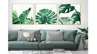 Watercolor Plant Green Leaves Canvas Painting Art Print Poster Picture Wall || eshopars.com