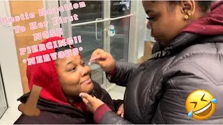 Bestie Reaction To Her First NOSE PIERCING!! *NERVOUS*