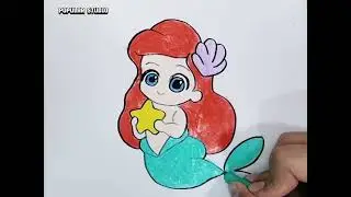 Cute Ariel Mermaid Drawing and Coloring - Adorable Art Tutorial!