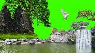 Beautiful waterfall greenscreen naturesound effect