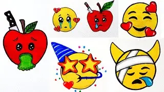 8 Emoji Mixing drawing tutorial for beginners step by step || Easy marker colour drawing ||Cute art